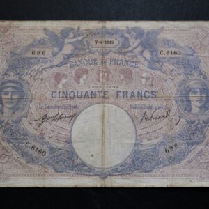 50 Francs 1915 World War 1 France